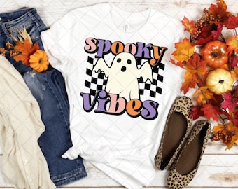 Spooky Vibes Halloween Shirt SVG PNG Dateien - Cricut Cut Dateien Halloween SVG Spooky Vibes Geist Shirt