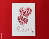 Valentines Card. Two hearts. Love. Original Watercolor Painting by KupavaArt. Handmade Card. Art Gift