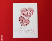 Valentines-Karte. Zwei Herzen. Liebe. Original Aquarell von KupavaArt. Handgemachte Karte Kunst Geschenk
