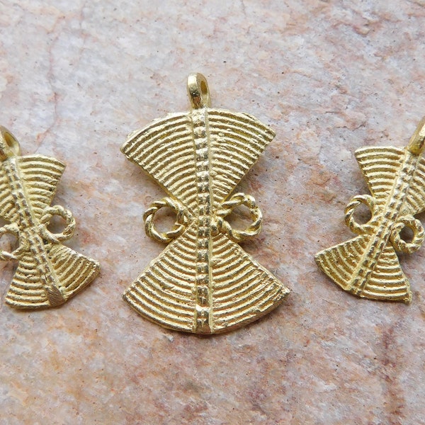 Set di tre pezzi Pendenti in ottone Ashanti (38 mm) Pendenti tribali in ottone africano a cera persa, pendenti Ashanti del Ghana, pendenti tribali, ottone africano