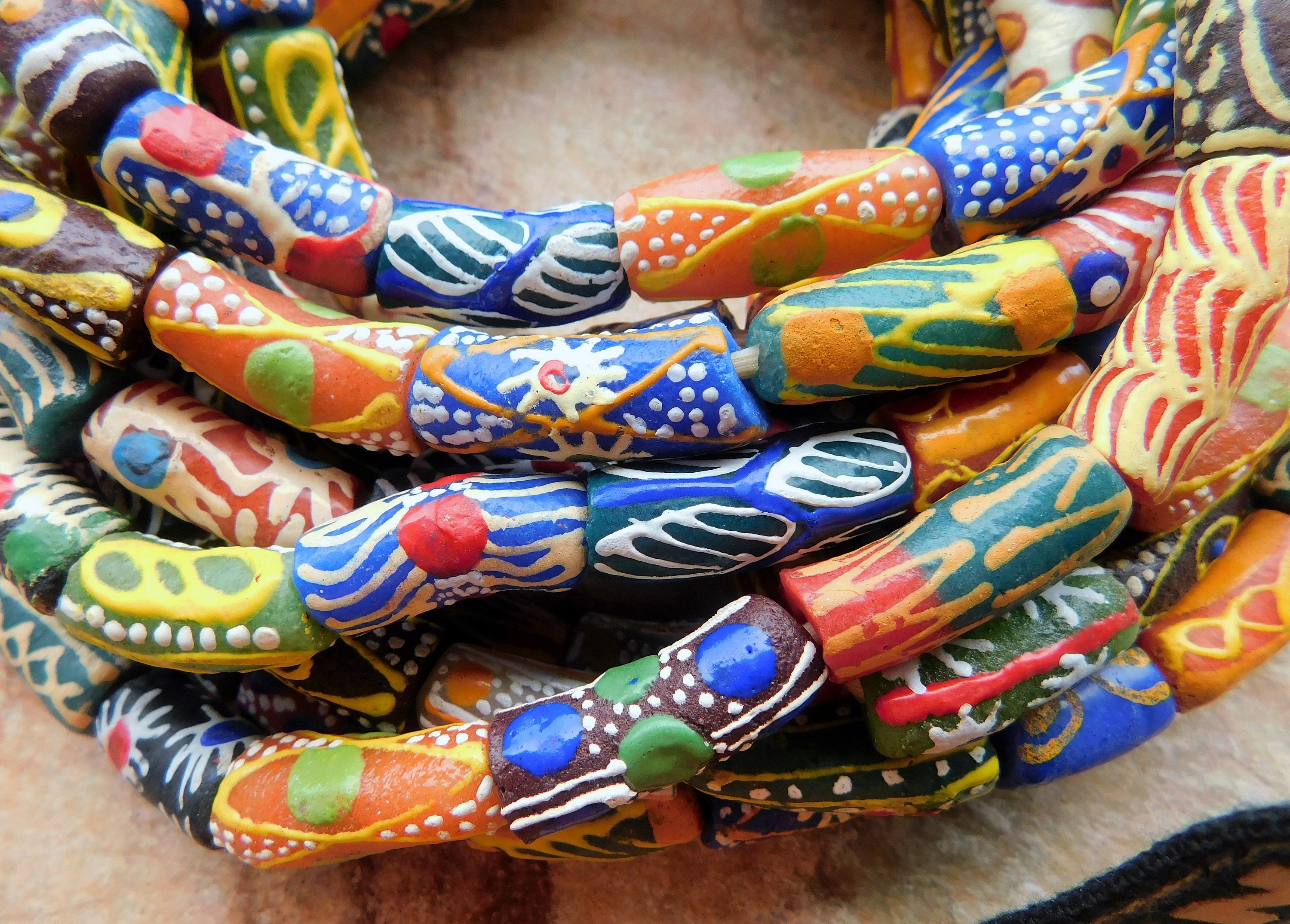 Krobo Beads from Ghana with Pave Diamond Butterfly – The Woods