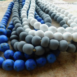 Full String (40) Large Solid Powder Glass Krobo Beads, 14 mm, African Recycled Glass Beads,40 Powder Glass Beads,Ghana Beads African Beads,