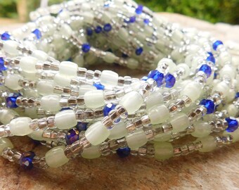 white 7 x 4 mm 40 bohemian glass beads drops light blue