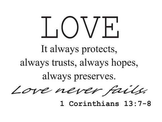 Love It Always Protects1 Corinthians 13 7 8 Scripture Vinyl Wall Qutoe