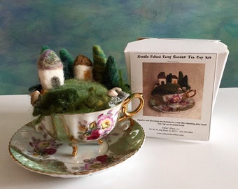 Kit: Needle Felted Fairy Garden Tea Cup