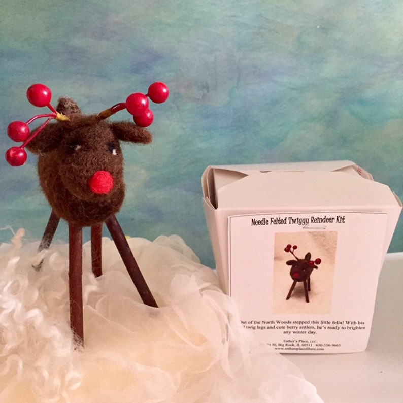 Kit: Needle Felted Twiggy Reindeer image 1