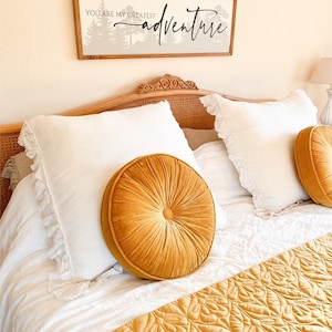 Ruffled Euro Sham, Linen Euro Sham, Bed Pillow Cover, Cushion Cover, Farmhouse Bedding and Shabby Chic Style WARM OFF WHITE