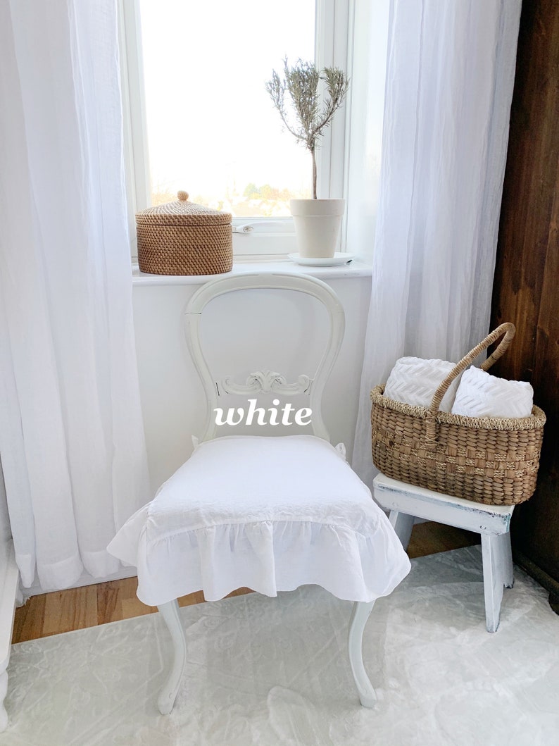 Pair of Linen Chair Covers Dining Chair Seat Cover Etsy