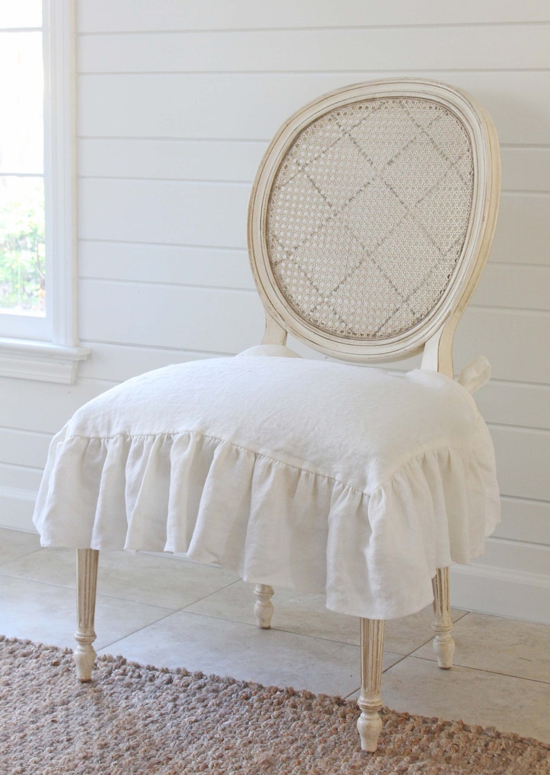 New Luxury Chair Cover Ruffled Linen Dining Chair Covers Etsy