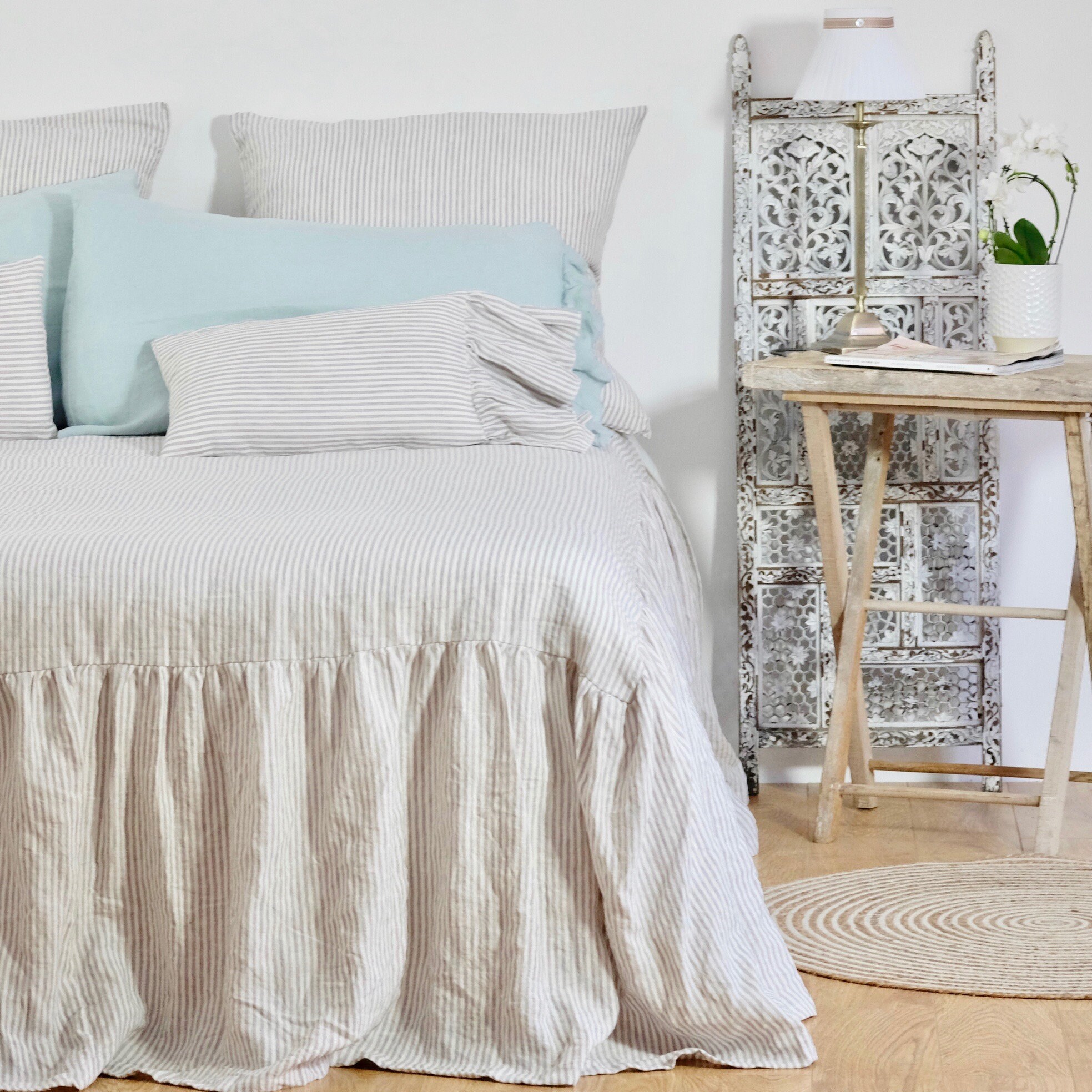 Linen Coverlet Linen Bedspread Ruffled Bedspread Shabby Etsy UK