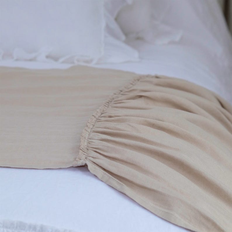 Linen Bed Throw Linen Bed Runner Shabby Chic Bedding Etsy