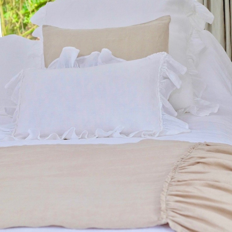 Linen Bed Throw Linen Bed Runner Shabby Chic Bedding Etsy UK