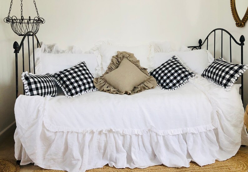 Ruffled Throw Ruffled Bed Throw Sofa Throw Slipcover Etsy