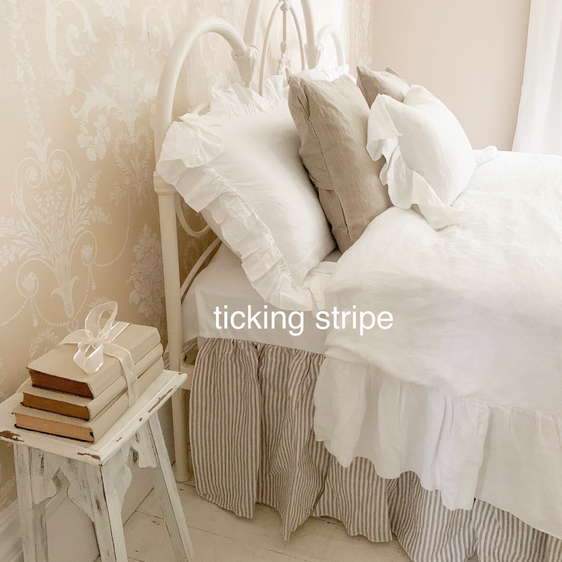 Linen Coverlet Linen Bedspread Ruffled Bedspread Shabby Etsy UK