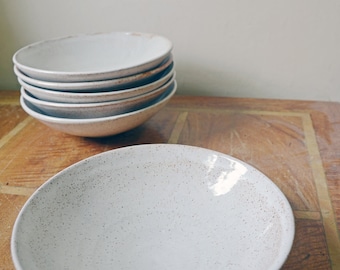 Speckled Stoneware Pasta Bowl Set of four, Handmade Ceramic Bowls