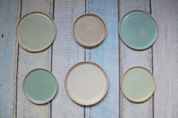 Ceramic Dinner Set of Mint Green, White, Turquoise