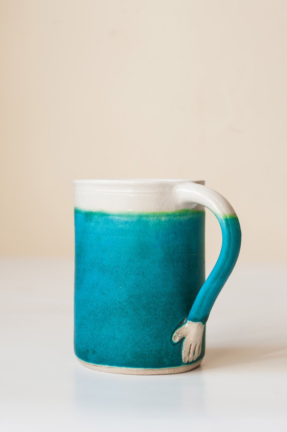 Tasse en Poterie, Tasse Céramique Grès, à Thé Turquoise, Café.