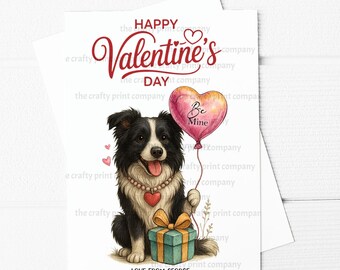 Happy Valentine's Day Border Collie Be Mine A5 Greeting Card | Dog Lover
