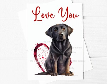 Tarjeta de felicitación A5 "Te amo, razas de perros" / Tarjeta de San Valentín del perro / Tarjeta A5