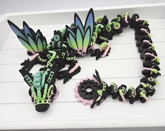 3D Printed Steampunk Dragon Winged - Fully Articulated Dragon | Dragon Gift