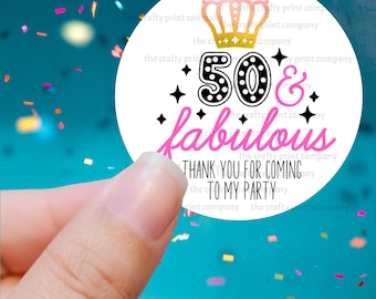 70, 60, 50, 40, 30 Fabulous Birthday Party Sticker Label Sheet of 24, 45mm, party gift bag labels, sweet cone sticker