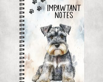 Impawtant Notes Schnauzer Notebook, A5 Spiral Bound, Dog Lover Gift