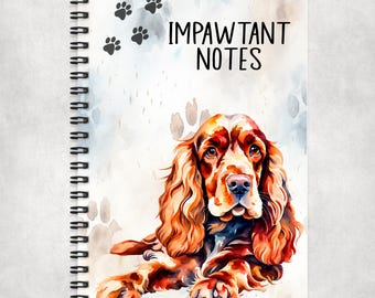 Impawtant Notes Cocker Spaniel A5 Spiral Bound Notebook, 60 Lined pages, Dog Lover Gift