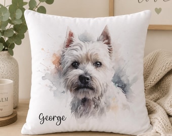 West Highland Terrier Personalised Cushion cover pillow case custom gift | Pet Gift | Gift for Dog Lover | Pet Portrait