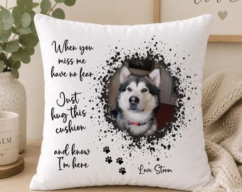 Personalised Pet Loss Dog Memorial Photo Cushion cover pillow case custom gift | Pet Memorial Cushion | Pet Memorial Gift | Rainbow Bridge