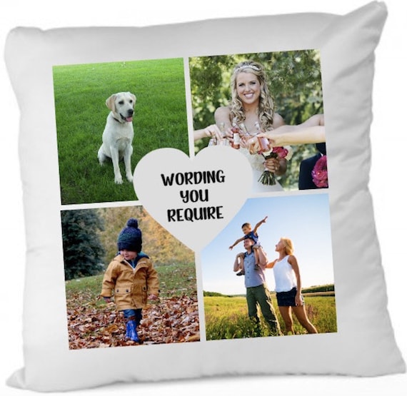 Personalised Photo Cushion cover pillow case custom gift with 4 pics, Gift for Her, Gift for Him, Personalised Cushion Cover