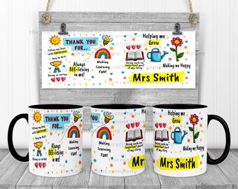 Personalised Thank you Mug | Tea Coffee Mug and Coaster | Teacher Gift