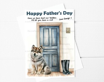 Happy Father's Day Personalised Alaskan Malamute Greeting Card for Dog Lover | A5 Father's Day Card | From the Dog