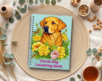 Floral Dog Colouring Book (A5, 45 Pages) | Relaxing Dog / Flower Designs for Teens & Adults