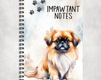 Impawtant Notes Pekinese Notebook, A5 Spiral Bound, Dog Lover Gift