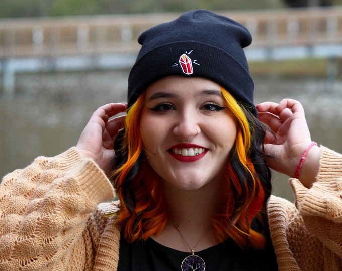 Carnelian Embroidered Beanie