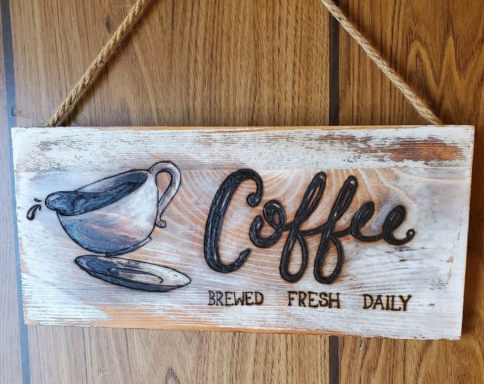 Hand Burned Sign - "Good Morning"