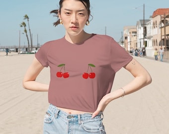 Very Cherry Flowy Cropped Tee