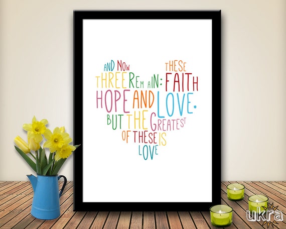 Items similar to Faith Hope Love,Bible Verse Wall Art ...