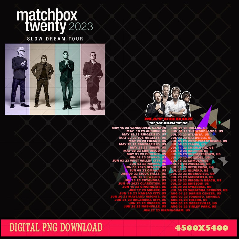 Matchbox Twenty Band 2023 Tour Png Matchbox Twenty Slow Dream Etsy
