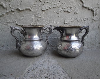 Antique/Vintage Marked Superior Silver Company 412 BC Gilt Sugar and Creamer Set  Silver Plate