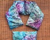 Rosemary Lavender or Eucalyptus and Peppermint Flax Shoulder Wrap and Eye Pillow Gift Set, Spa Kit, Massage Kit, Yoga, Gift Pack