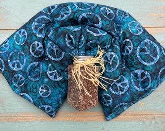 Peace Sign, Aromatherapy Heating Pad, Flax Hot Pack, Rosemary Lavender or Eucalyptus Peppermint, Bed Warmer, Cramp Relief, Mother's Day Gift