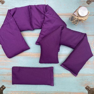 Solid Purple Neck Wrap Set, Rosemary Lavender, Eucalyptus Peppermint or Unscented Neck Wrap, Shoulder Wrap &/or eye pillow, Sympathy Gift,