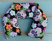 Sugar Skulls, Rosemary Lavender, Eucalyptus Peppermint or Unscented Neck Wrap, Shoulder Wrap or eye pillow, Heat Pack, Dias de los Muertos