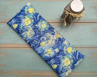 Starry Night Migraine Pillow, Giant Eye Pillow, One Pound Weighted Flaxseed Eye Mask, Sinus Relief, Headache Relief, Anxiety Relief