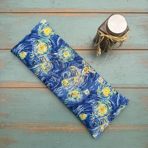 Starry Night Migraine Pillow, Giant Eye Pillow, One Pound Weighted Flaxseed Eye Mask, Sinus Relief, Headache Relief, Anxiety Relief