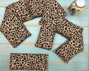 Cheetah Print Neck Wrap, Rosemary Lavender, Eucalyptus Peppermint or Unscented Neck Warmer, Shoulder Wrap &/or eye pillow, Heat Pack, Spa