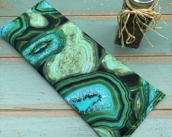 NEW - Migraine Pillow, Giant Eye Pillow, One Pound Weighted Flaxseed Eye Mask, Geode, Sinus Relief, Headache and Anxiety Relief, Wellness
