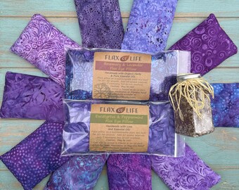 10 Purple Batik Eye Pillows, Eucalyptus & Peppermint or Rosemary and Lavender, Bulk Eye Pillows, Yoga Pillows, Aromatherapy, Spa Party