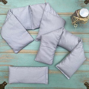 Solid Gray Neck Wrap Set, Rosemary Lavender, Eucalyptus Peppermint or Unscented Neck Wrap, Shoulder Wrap &/or eye pillow, Sympathy Gift, Spa